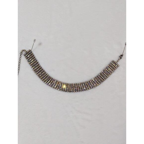 Vtge Aurora Crystal Choker 6 rows Flashed All Kinds Of Color.Kneck Size 15" - Picture 15 of 16